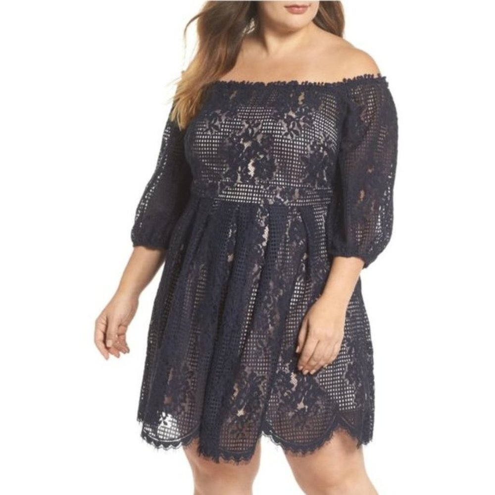 CHELSEA28 Floral Lace Off the Shoulder Dress